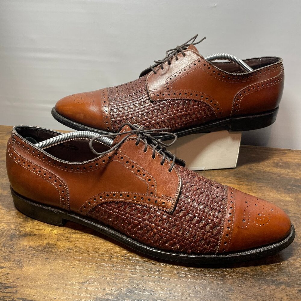 Allen Edmonds Mens Size 13B Lauderdale Cap Toe Dress Shoes Brown Leather Woven